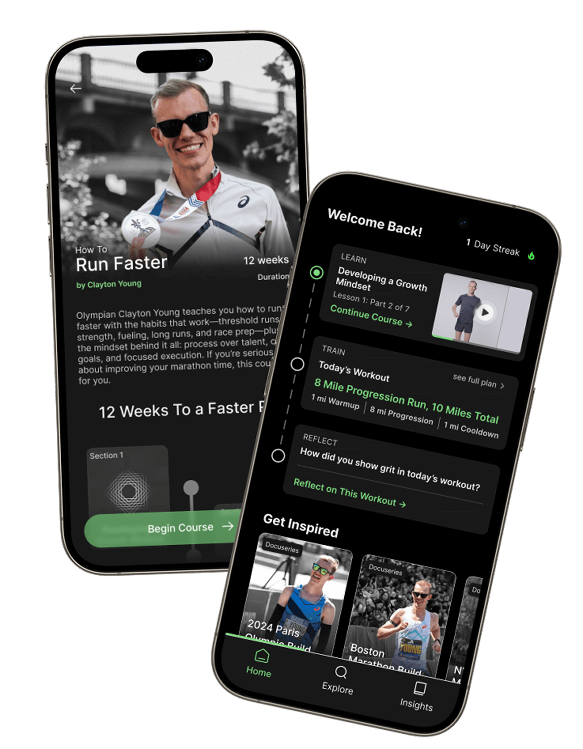 Screenshots of the mobile app